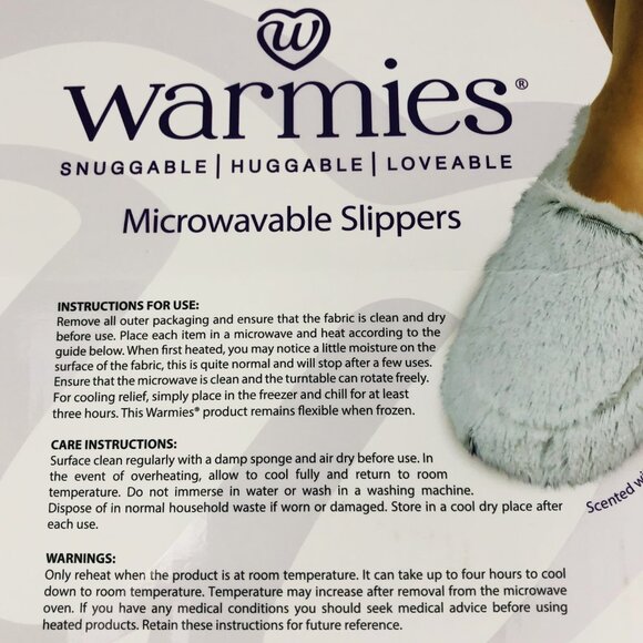 Warmies Marshmallow Gray Microwavable Slippers Lavender-Scented Size OS 6-10 NWT - Picture 6 of 12